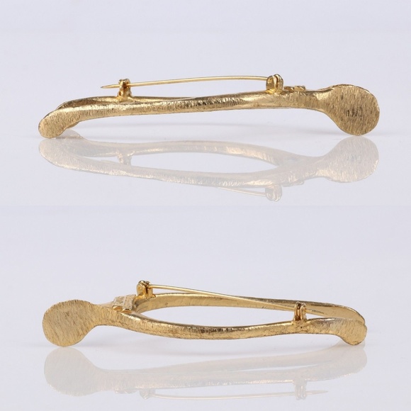 VTG 60s 70s Vans Authentics Gold Wishbone Brooch - Picture 5 of 8